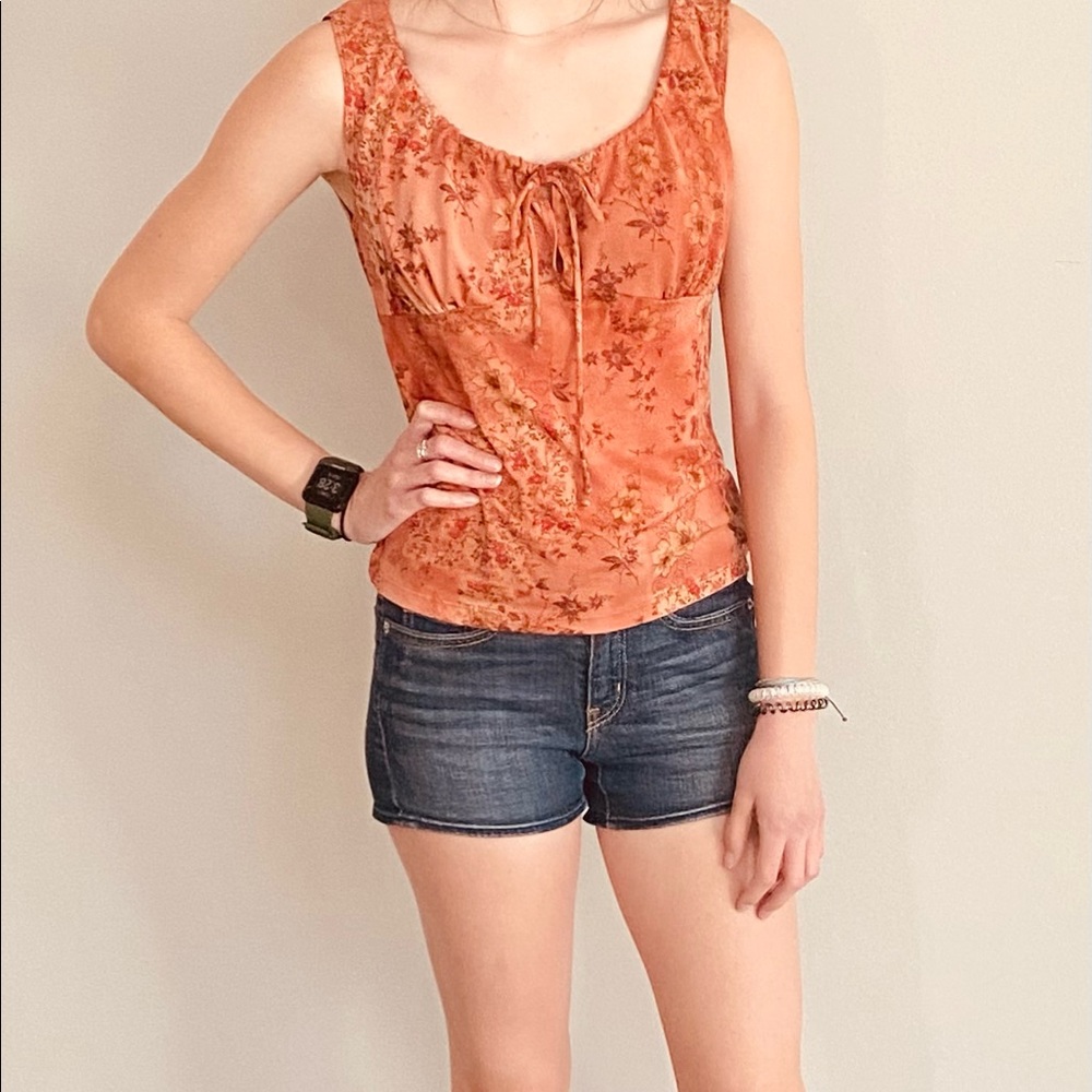 Vintage Floral Tie Front Top